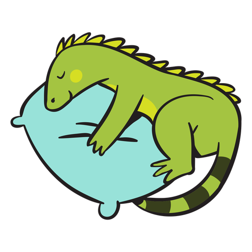 Cute green iguana sleeping - Transparent PNG & SVG vector file