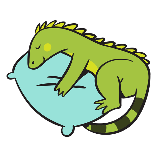 Linda iguana verde durmiendo Diseño PNG