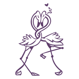 Flamingos in love outline PNG Design