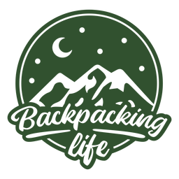 Backpacking life mountain badge PNG Design
