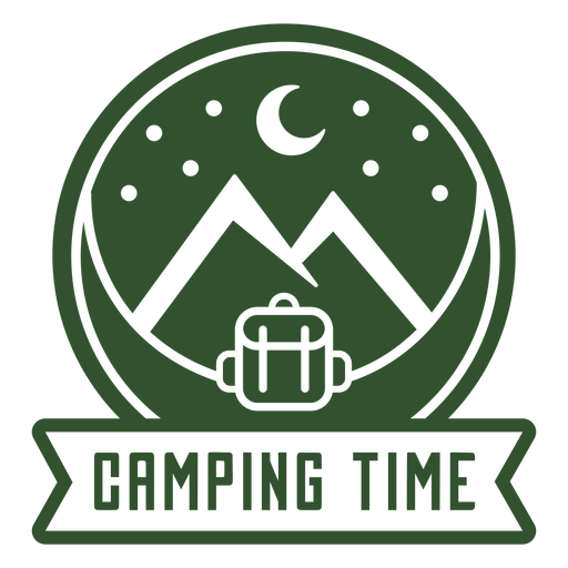 Camping time backpack mountain badge PNG Design