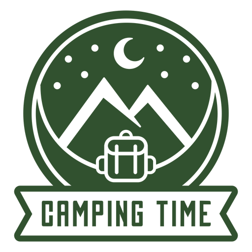 Camping Zeit Rucksack Berg Abzeichen PNG-Design
