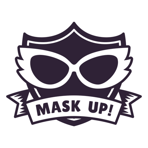 Mask up owl glasses badge PNG Design