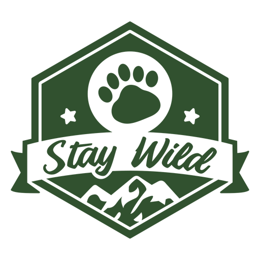 Stay wild footprint mountain badge PNG Design