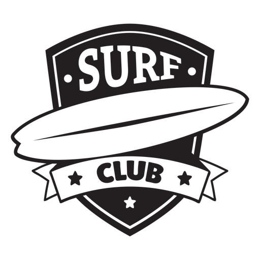 Surf club ribbon surfboard badge