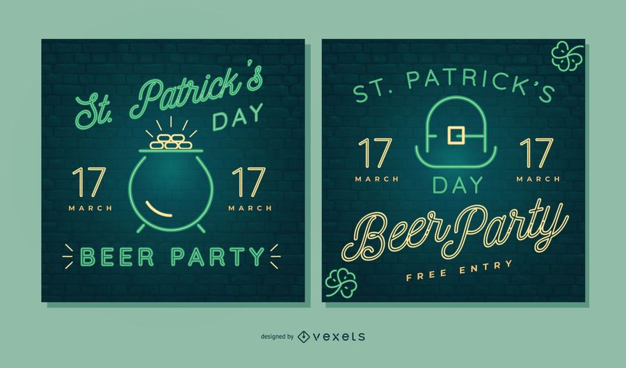 St partick's day neon banner set St partick's day neon banner set