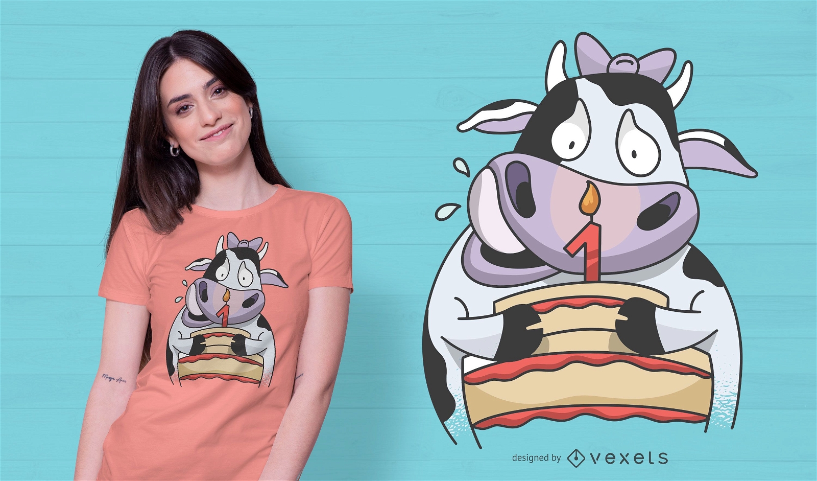 Diseño de camiseta de cumpleaños de vaca bebé