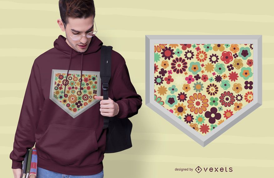 Flower Baseball Home Plate T-shirt Design Flower Baseball Home Plate T-shirt Design