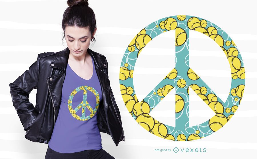 Design de t-shirt de sinal de paz de tênis Design de t-shirt de sinal de paz de tênis