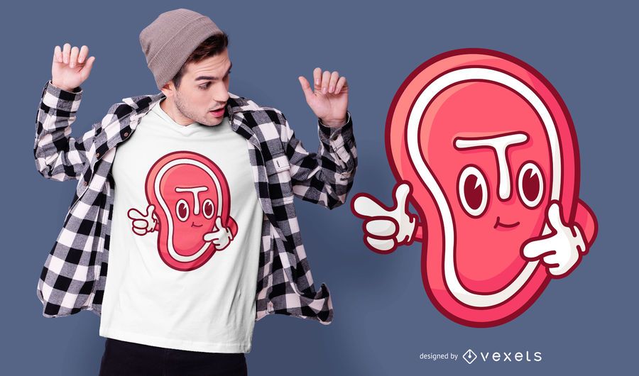 Cartoon steak t-shirt design Cartoon steak t-shirt design