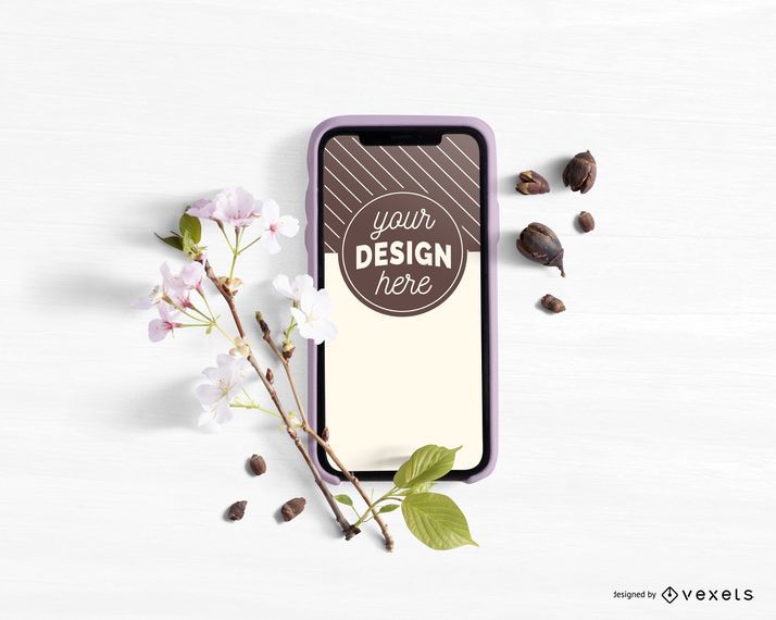 Smartphone floral mockup Smartphone floral mockup