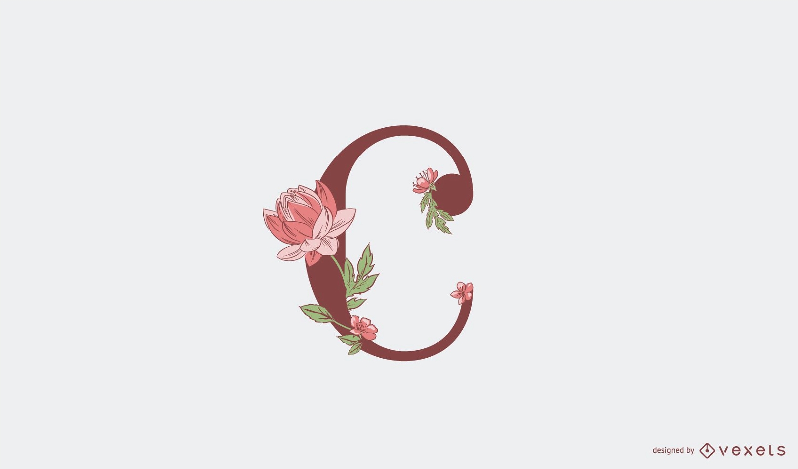 Modelo de logotipo floral com letra c