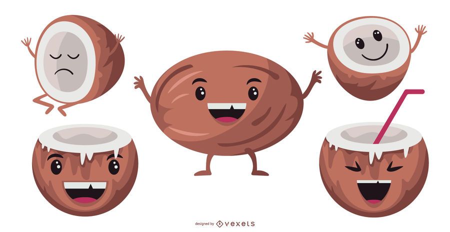 Coconut characters set Coconut characters set