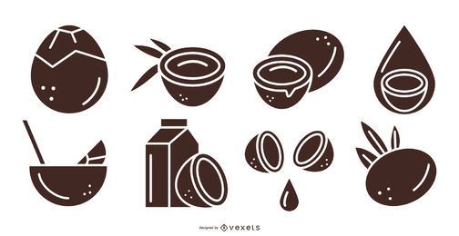 Conjunto de produtos de coco preto