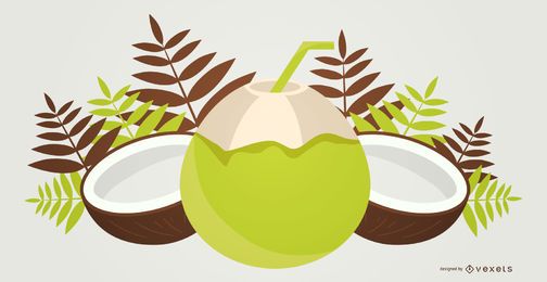 Green coconut illustration