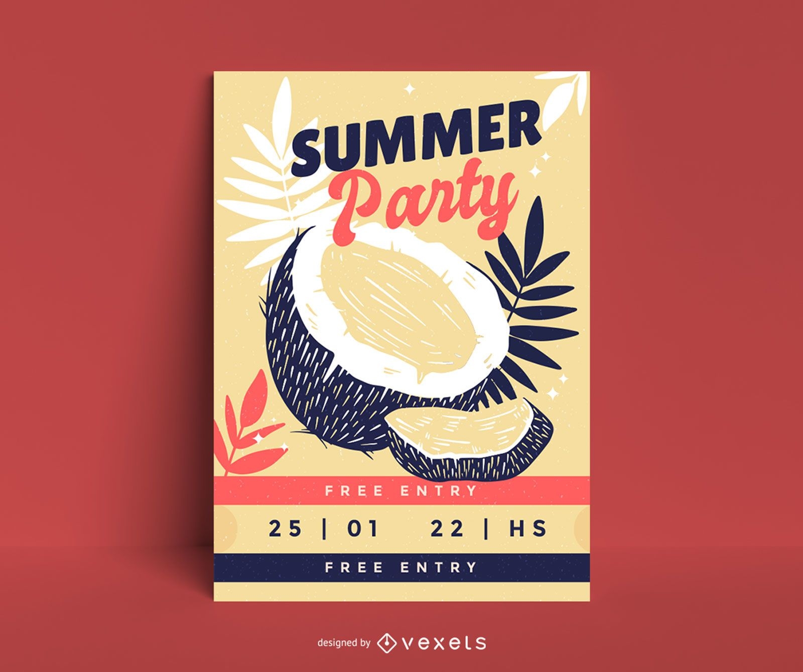Coconut party poster template