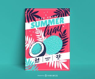 Cartel de coco luau de verano