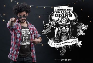 Design de camiseta com citações alemãs de Odin&#39;s Wolf