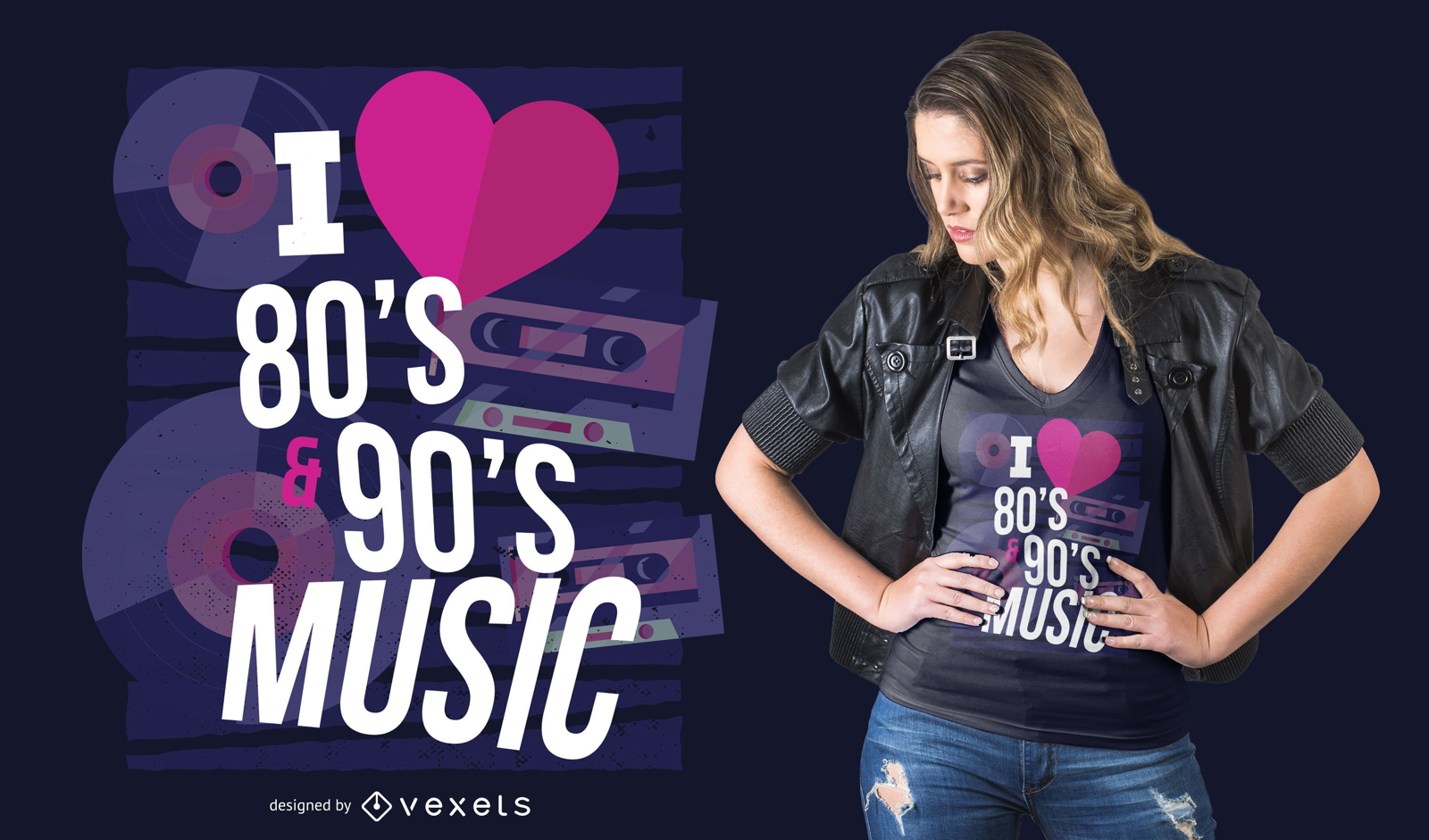 diseño de camiseta de música de los años 80 y 90