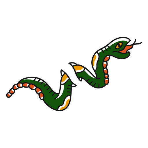 Snake long old school illustration PNG Design
