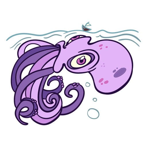 Swimming kraken illustration