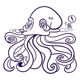 Uncolored kraken sea creature illustration PNG Design