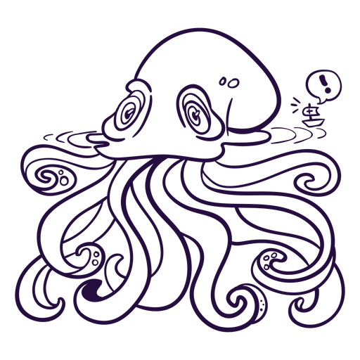 Ilustraci?n de criatura marina kraken sin color Diseño PNG