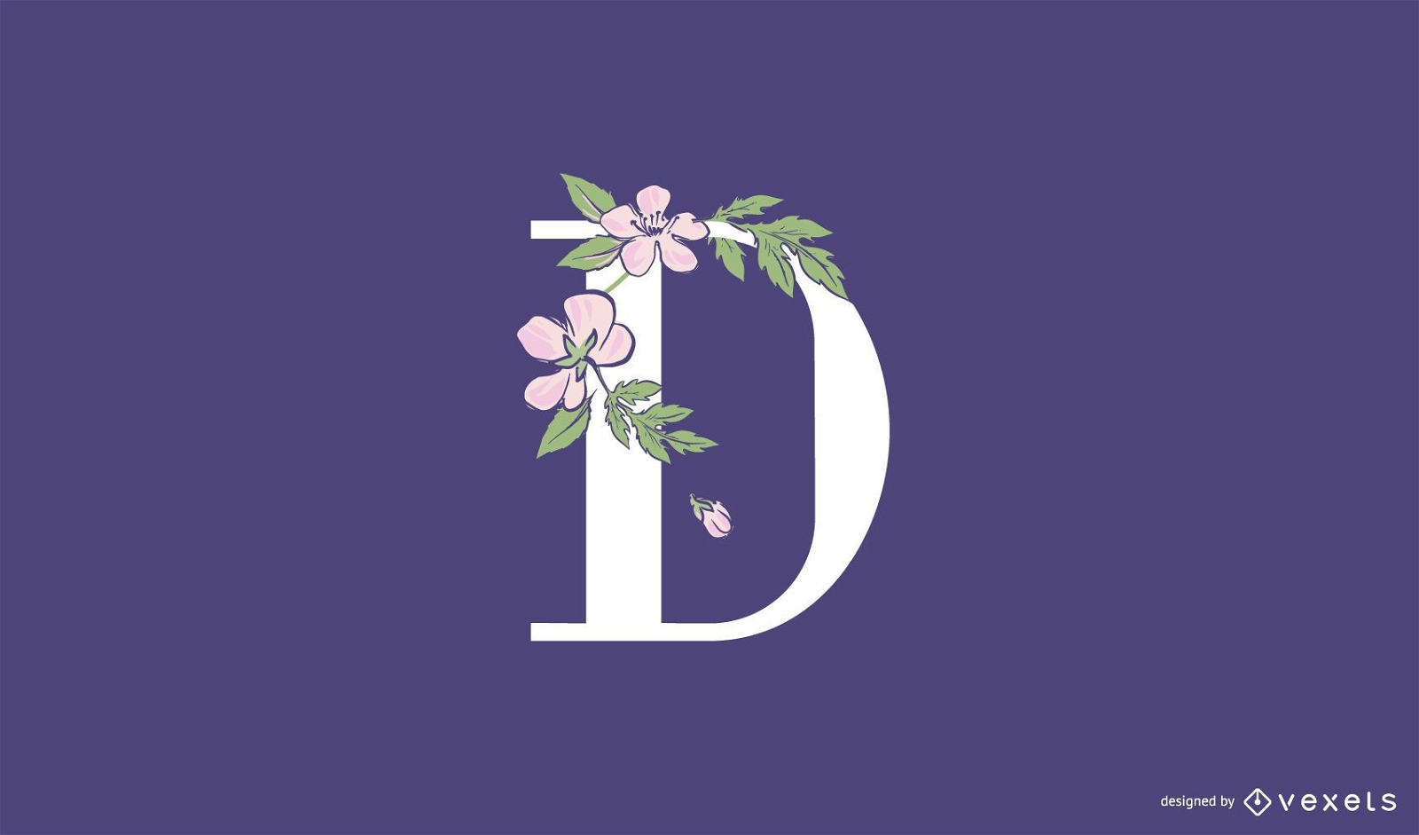 Modelo de logotipo floral com letra d