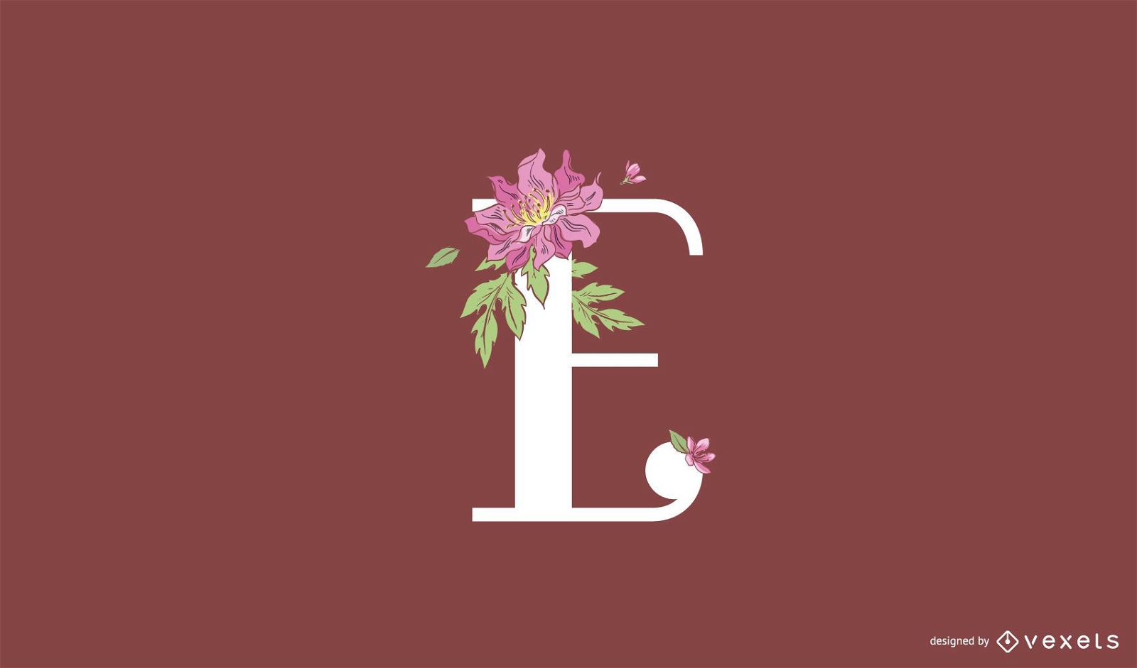 Modelo de logotipo e letra floral