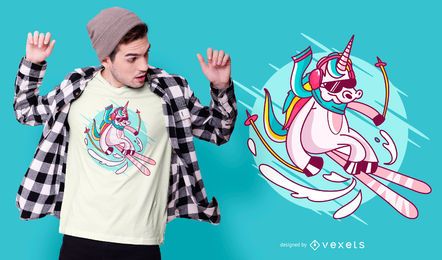 Design de t-shirt de unicórnio de esqui Design de t-shirt de unicórnio de esqui