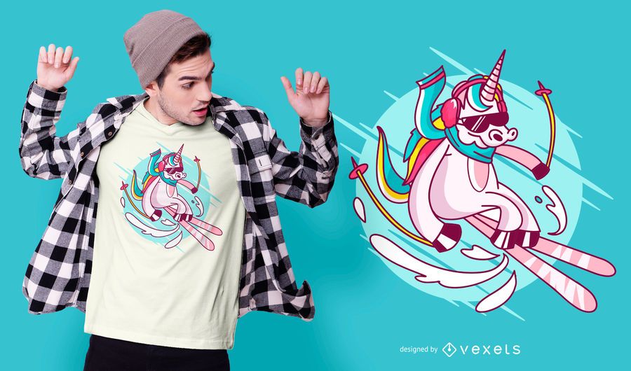 Skiing Unicorn T-shirt Design Skiing Unicorn T-shirt Design