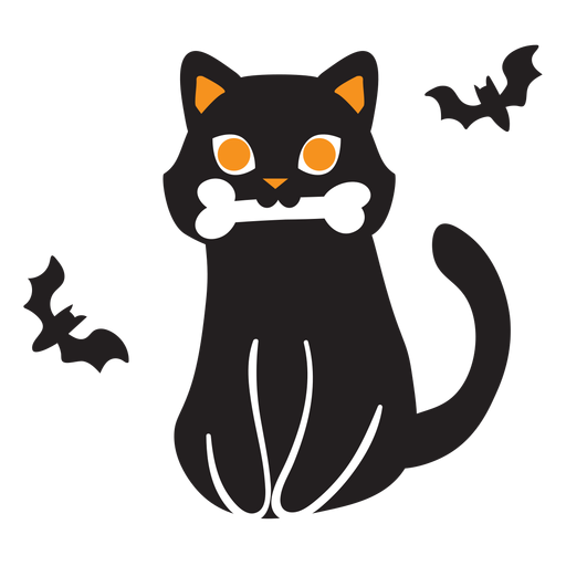 Cartoon Black Cat Icon PNG & SVG Design For T-Shirts