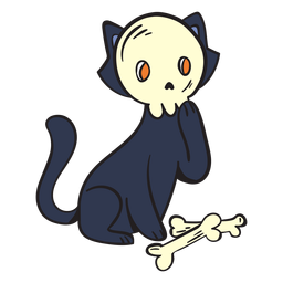 Desenho de crânio de gato preto Desenho PNG
