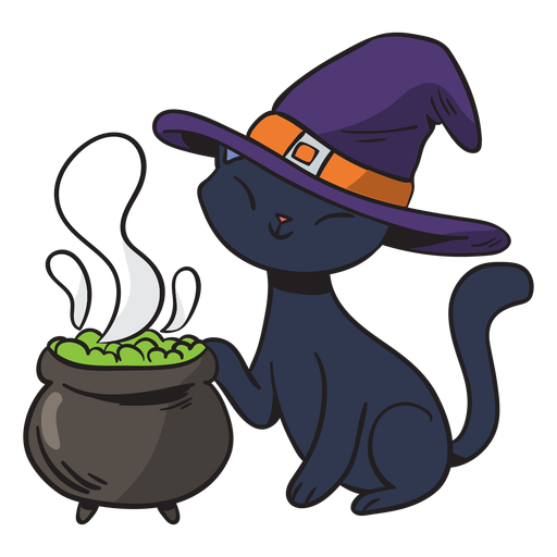 Desenho de bruxa de gato preto Desenho PNG