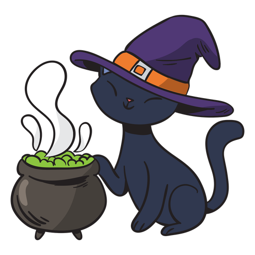 Dibujos animados de bruja gato negro Diseño PNG