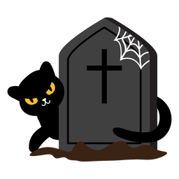 Dibujos animados de lápida de gato negro espeluznante Diseño PNG