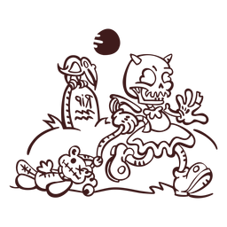 Esboço do fantasma do cemitério Desenho PNG