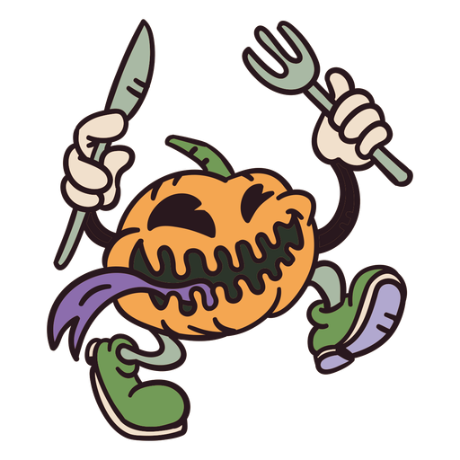 Pumpkin monster cartoon PNG Design