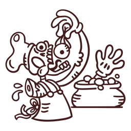 Bosquejo del chef zombie Diseño PNG