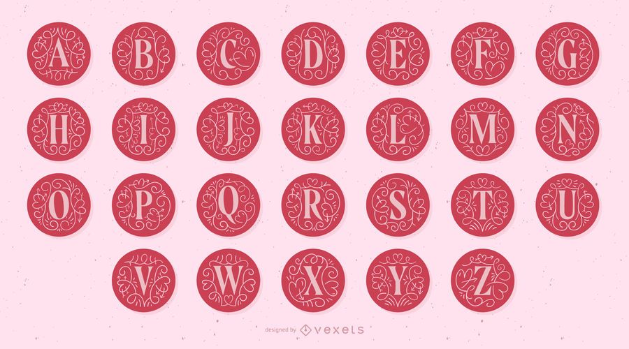 Valentine's Day Monogram Letter Alphabet Valentine's Day Monogram Letter Alphabet