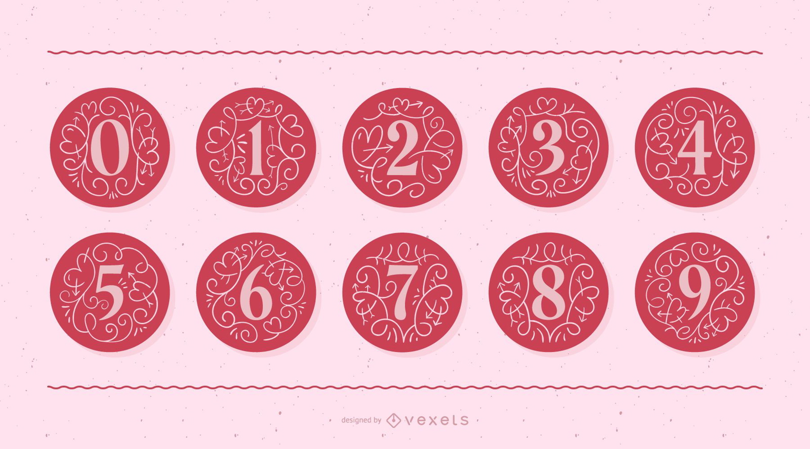 Conjunto de números de monograma de San Valentín