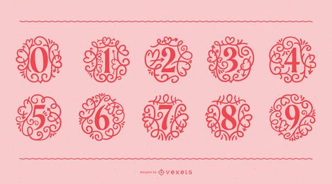 Valentine's Day Ornamental Number Set Valentine's Day Ornamental Number Set