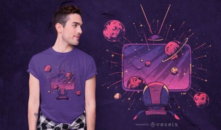 Space TV T-shirt Design Vector Download
