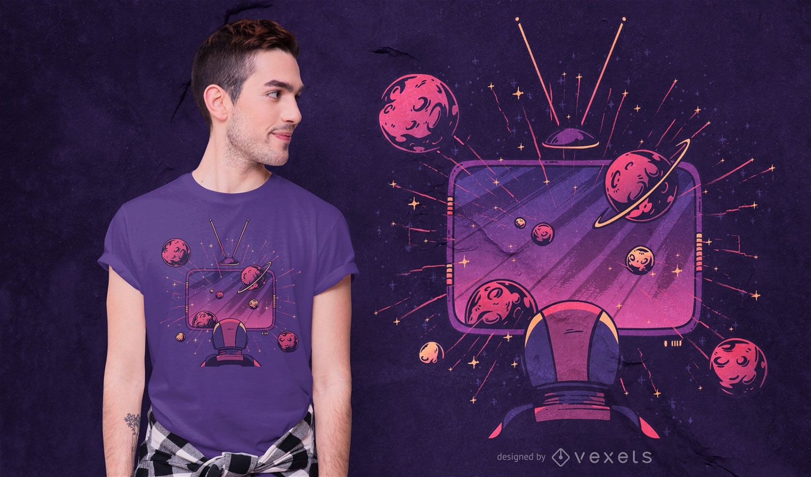 Diseño de camiseta Space TV