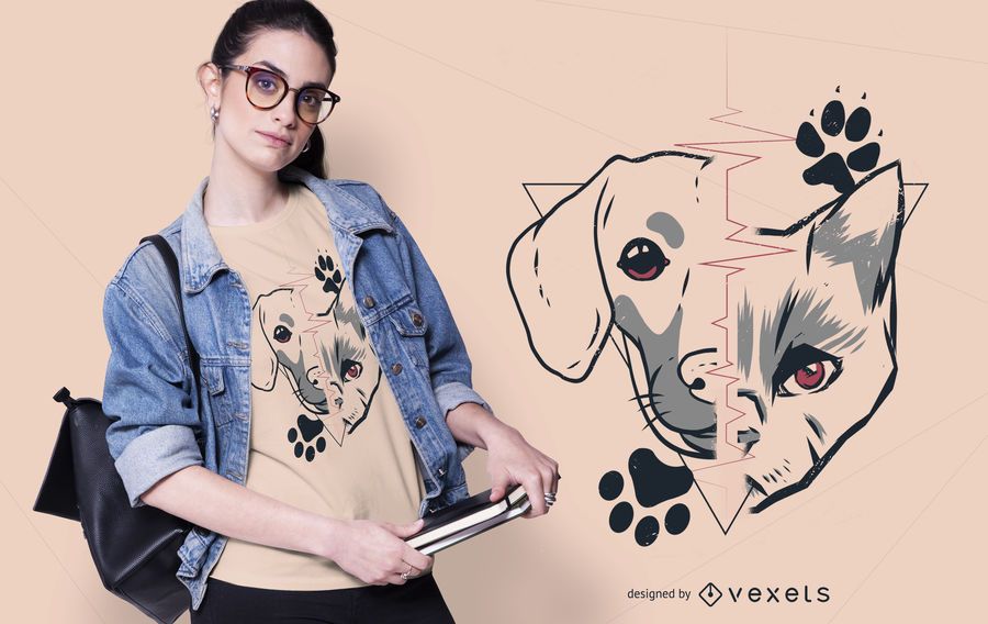 Dog and Cat T-shirt Design Dog and Cat T-shirt Design