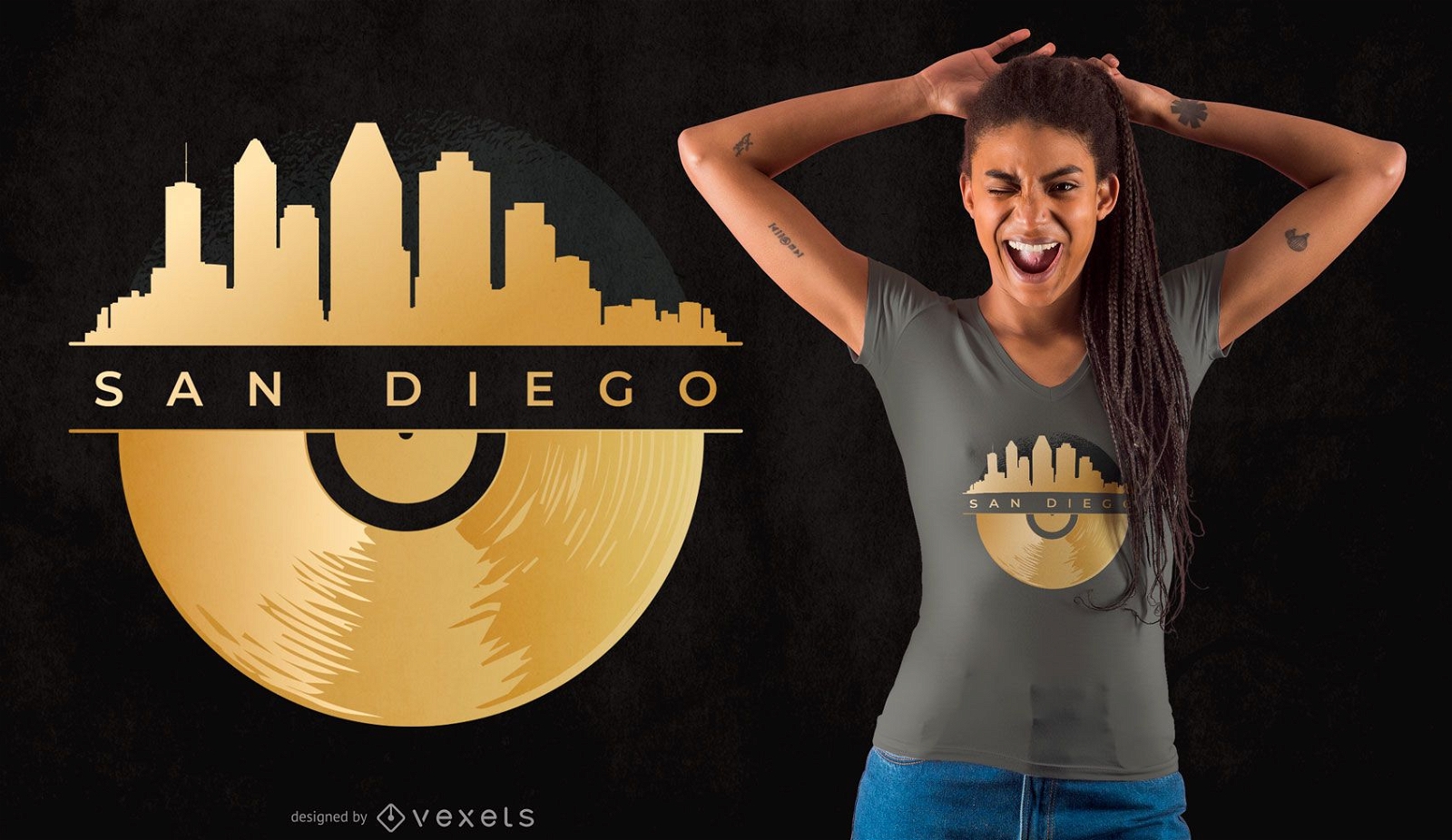 Design de camisetas San Diego Vinyl Skyline