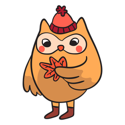 Cartoon flat owl autumn PNG Design