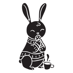 Rabbit eating cookie PNG Design
