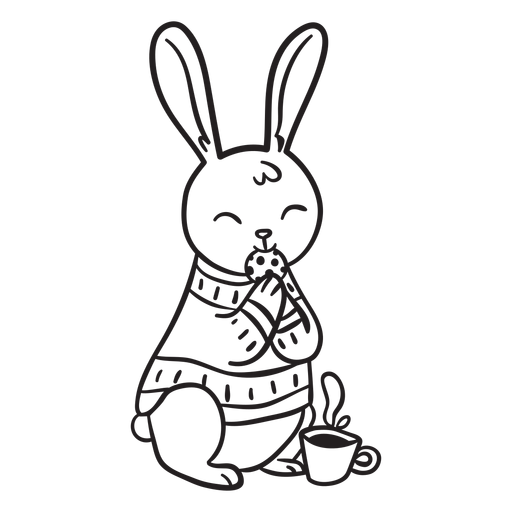 Golpe de conejo comiendo Diseño PNG