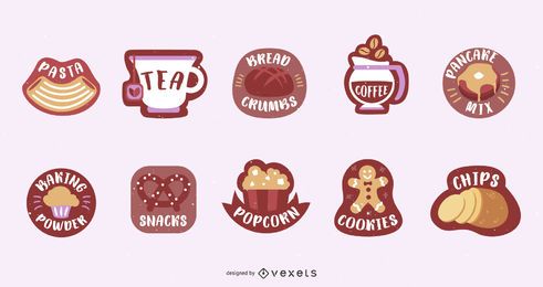 Conjunto de cores de rótulos para despensa de alimentos